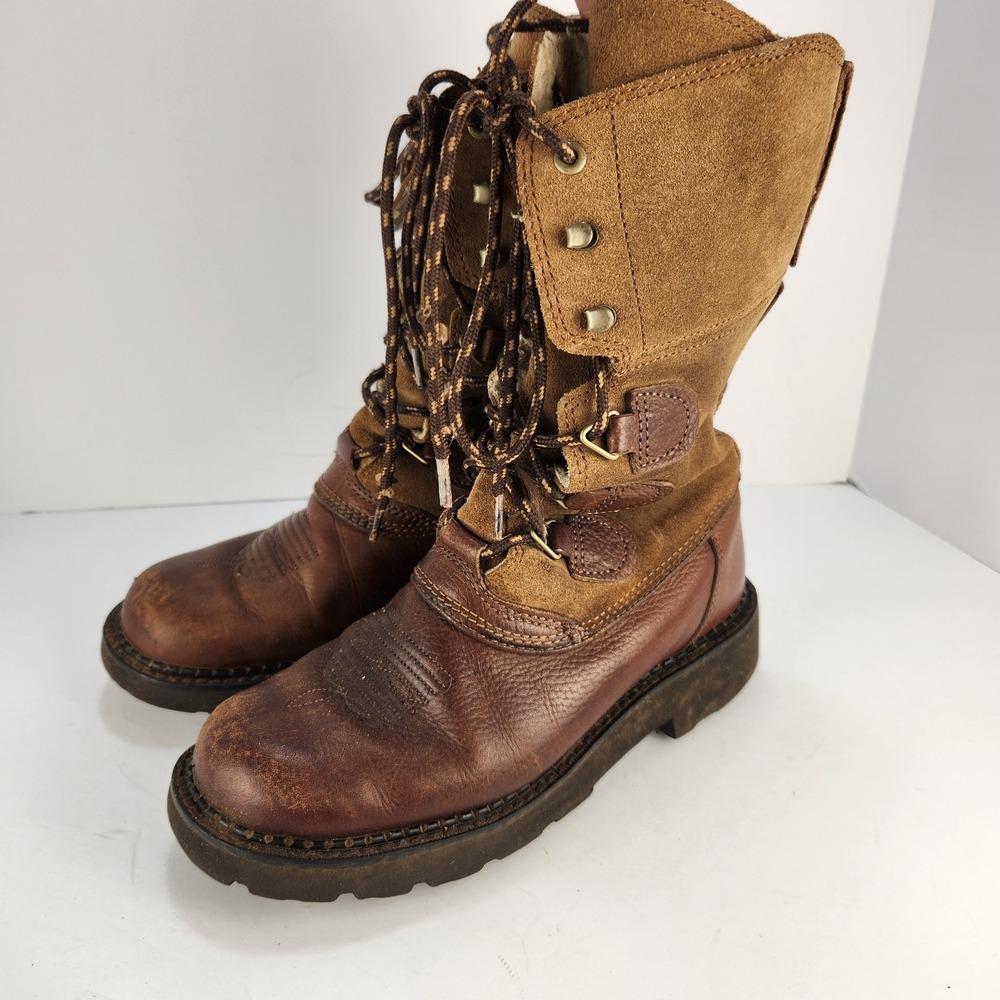 Ariat Fatbaby Women's 7.5B Brown Leather Suede Lace Up Western Boots